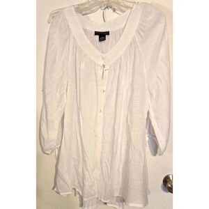 Moonlight Bay Womens Plus Size 18/20 1X Sheer white flowing top Long Sleeve New